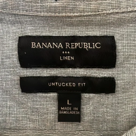 Men’s Banana Republic Linen Blend Grey Button Down Shirt | Size L - Picture 6 of 7